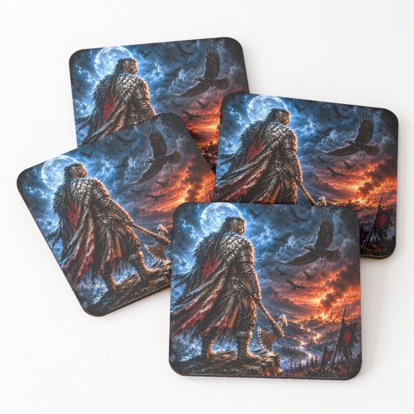 Item preview, Viking Warrior Under the Blood Moon | Norse Berserker | Ravens of War designed and sold by Bizon2910.