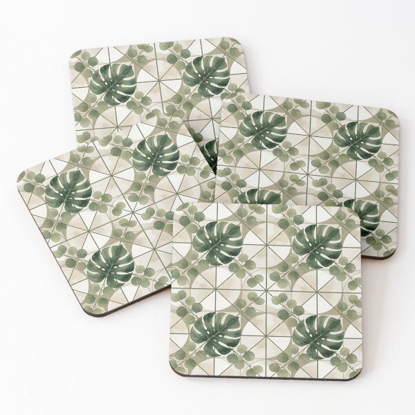 Item preview, Botanical Monstera Leaf Geometric Tile Pattern designed and sold by HappyOops.