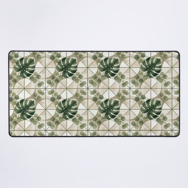 Item preview, Botanical Monstera Leaf Geometric Tile Pattern designed and sold by HappyOops.
