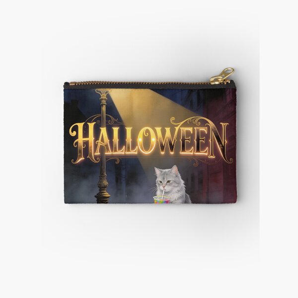 Item preview, Halloween Cat Drinking Bubble Tea Under a Glowing Lantern designed and sold by OksArtStudio.