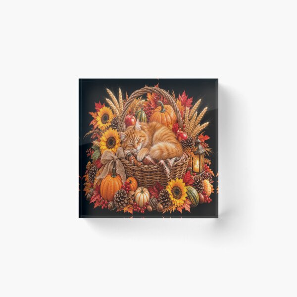 Item preview, Cozy Autumn Harvest Sleeping Cat designed and sold by ASWIN STUDIO.