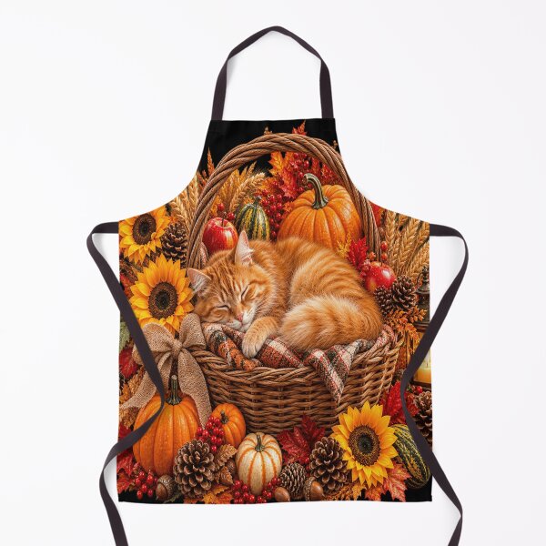 Item preview, Cozy Autumn Harvest Sleeping Cat designed and sold by ASWIN STUDIO.