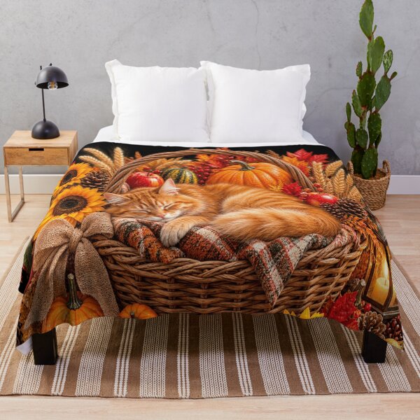 Item preview, Cozy Autumn Harvest Sleeping Cat designed and sold by ASWIN STUDIO.