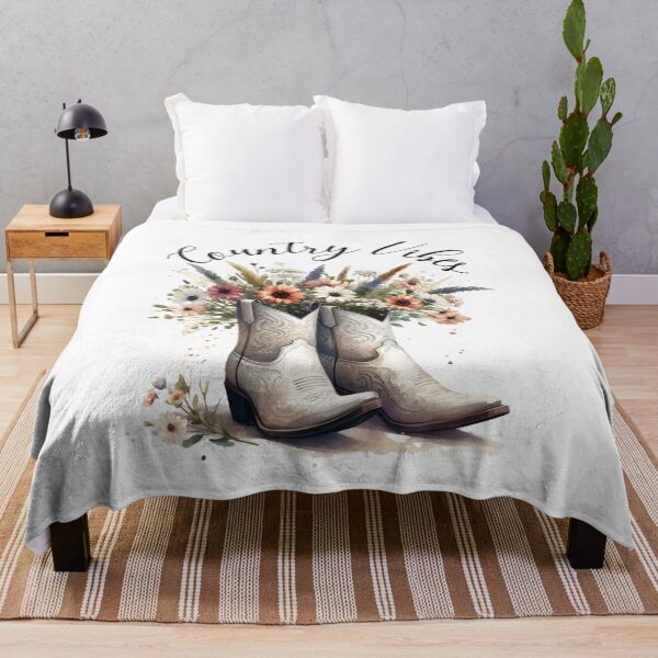 Item preview, Country Vibes White Western Boots and Flowers Watercolor designed and sold by adriana-holmes.