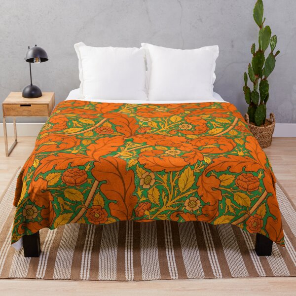 Item preview, Distressed orange Acanthus & Rose William Morris floral designed and sold by Anne Londez Studio.