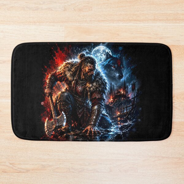 Item preview, Viking Berserker and Wolf | Norse Warrior | Blood Moon | Nordic Battle designed and sold by Bizon2910.