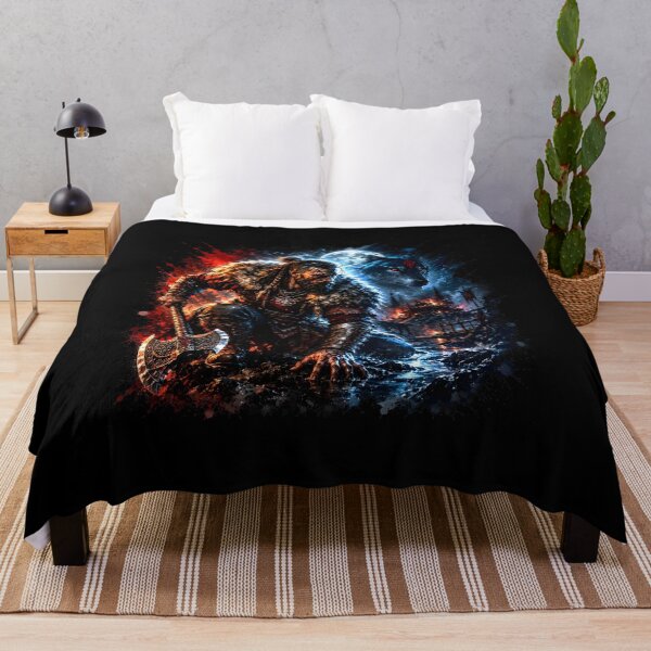 Item preview, Viking Berserker and Wolf | Norse Warrior | Blood Moon | Nordic Battle designed and sold by Bizon2910.