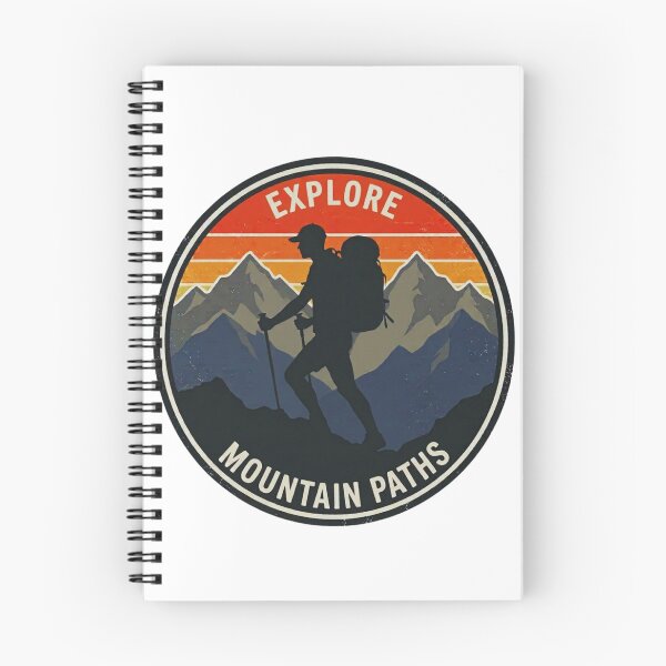 Item preview, Explore Mountain Paths Hiking Badge – Retro Outdoor Adventure Design designed and sold by GabeMountainArt.