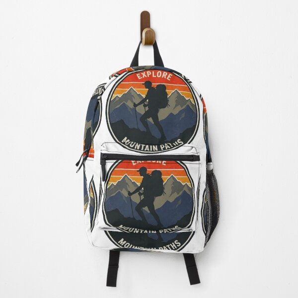 Item preview, Explore Mountain Paths Hiking Badge – Retro Outdoor Adventure Design designed and sold by GabeMountainArt.
