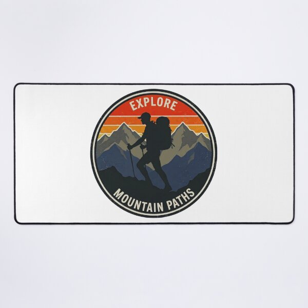 Item preview, Explore Mountain Paths Hiking Badge – Retro Outdoor Adventure Design designed and sold by GabeMountainArt.