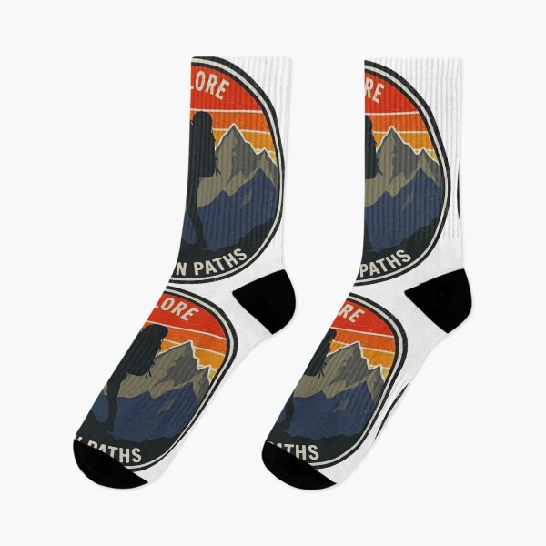 Item preview, Explore Mountain Paths Hiking Badge – Retro Outdoor Adventure Design designed and sold by GabeMountainArt.