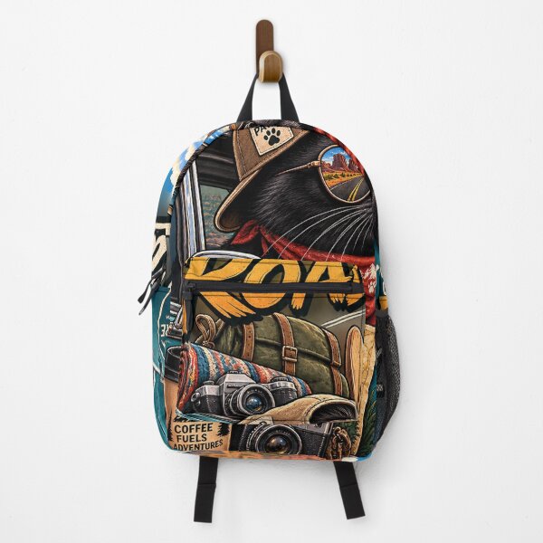 Item preview, Black Cat Road Trip Vintage Travel Cat Adventure Design designed and sold by TeeVibeHaus.