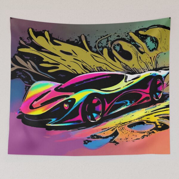 Item preview, Neon Rainbow Hypercar Abstract Liquid Splatter Art designed and sold by Nexus Space.