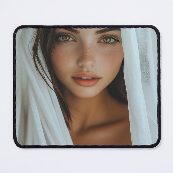 Item preview, Pearl - Freckled Beauty in Sheer White Sheets Pin-up designed and sold by Synth Seduction.