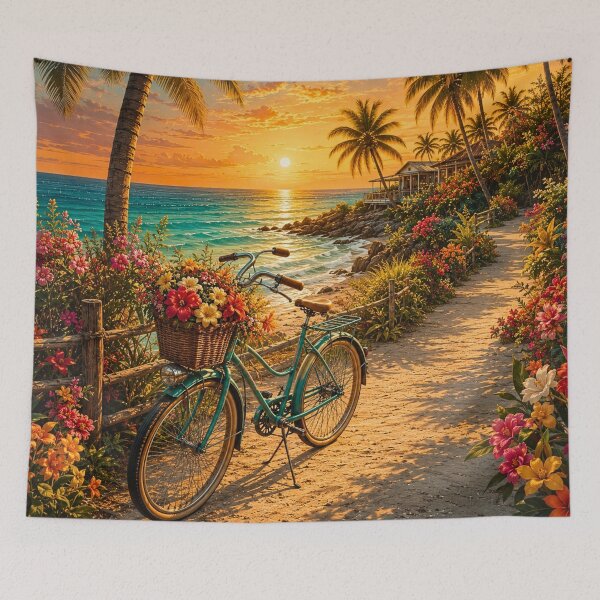 Item preview, Vintage Beach Bicycle at Sunset designed and sold by Gold&pixels.