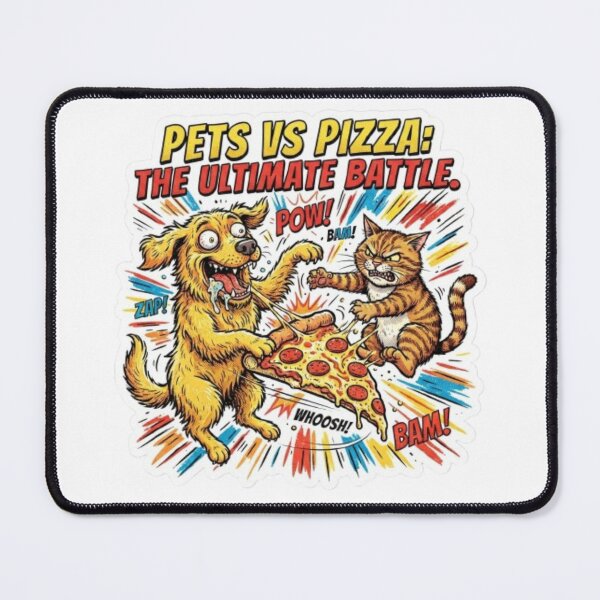 Item preview, Pets Vs Pizza The Ultimate Battle Funny Cartoon Art designed and sold by DailySparks.