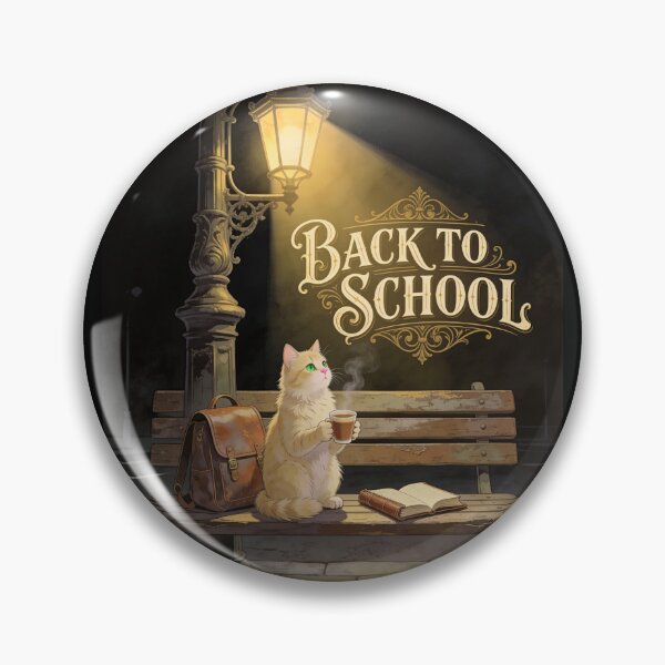 Item preview, Back to School Cat with Backpack, Coffee and Open Book designed and sold by OksArtStudio.