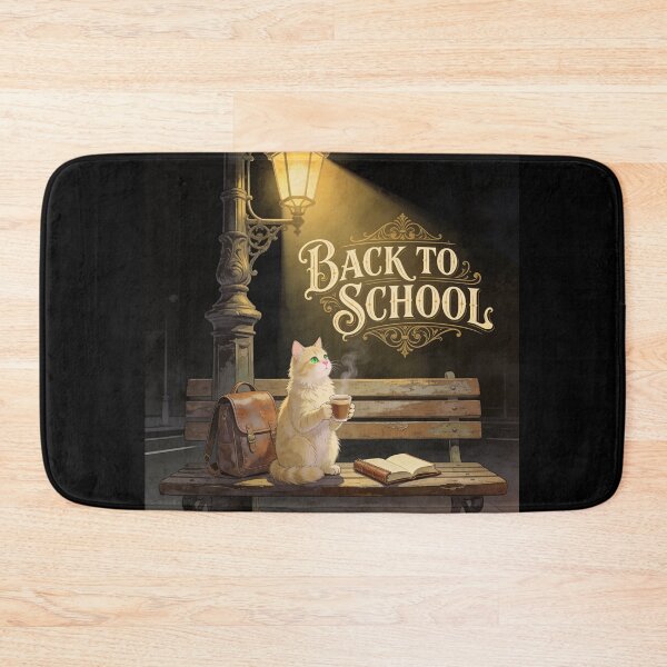 Item preview, Back to School Cat with Backpack, Coffee and Open Book designed and sold by OksArtStudio.