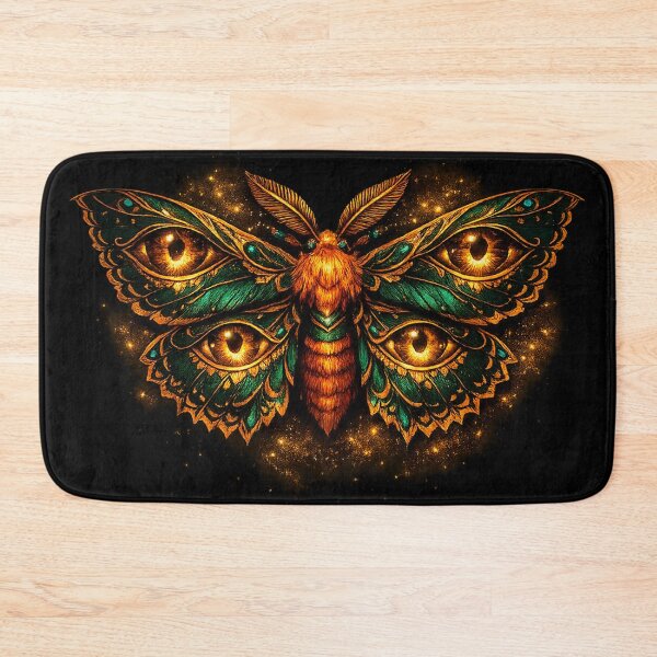 Item preview, Emerald Eyes Mystic Moth – Golden Guardian of the Forest designed and sold by TroviTutto.