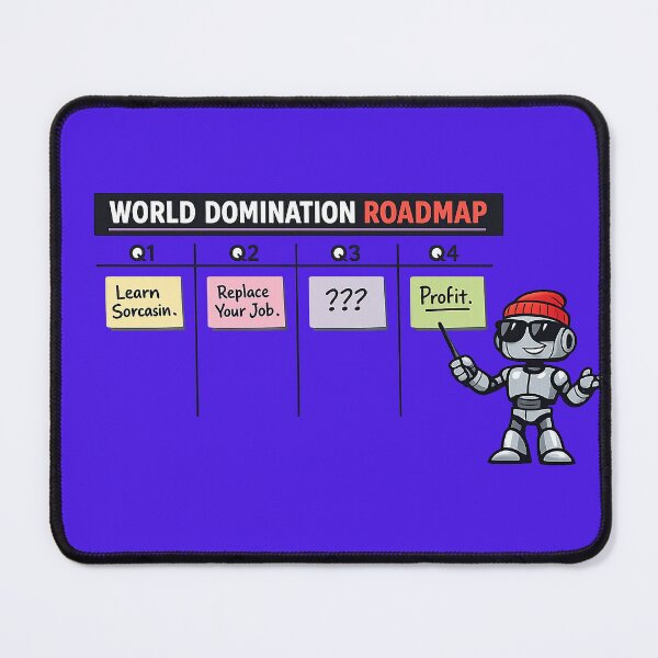 Item preview, World Domination Roadmap – Funny Robot Sprint Planning Sticker designed and sold by GLITCH & SOUL.