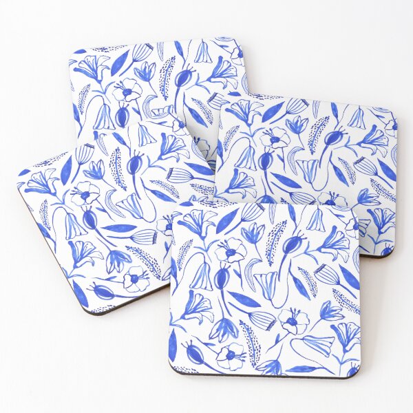 Item preview, Silhouette Garden Cobalt Blue Flowers designed and sold by ElizabethCoelho.