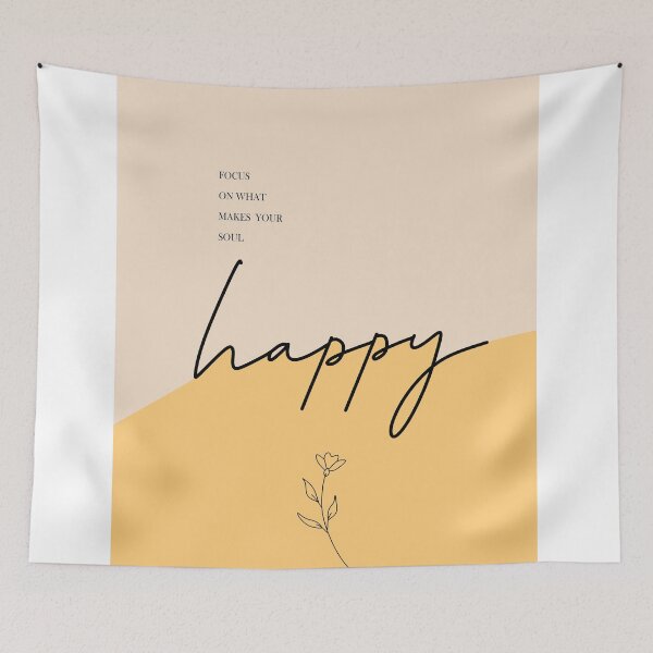 Item preview, Happy Quote Print, Minimalist Inspirational Art, Positive Mindset Poster, Self Love Decor, Neutral Typography Print designed and sold by Studio pod Burom.