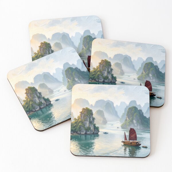 Item preview, Ha Long Bay at Dawn designed and sold by RedPeaStudio.