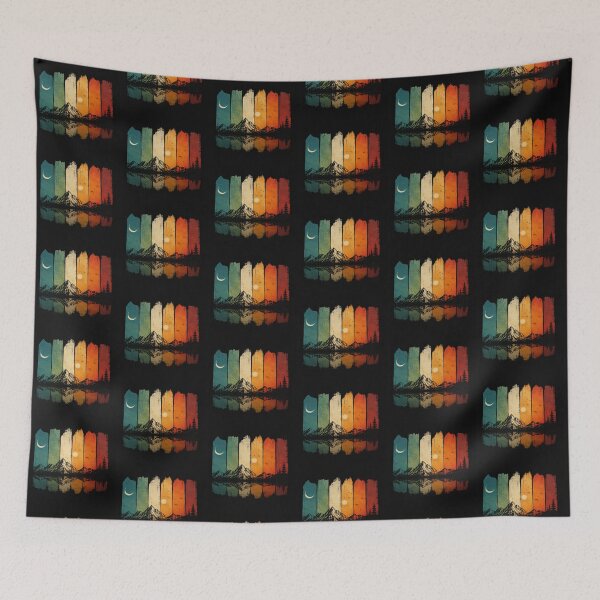 Item preview, Vintage Retro Sunset Mountain Landscape Brush Strokes designed and sold by StudioAuraco.