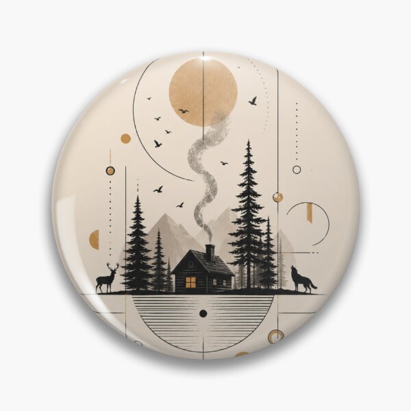 Item preview, Forest Cabin Wilderness Illustration designed and sold by VYBORA Studio.