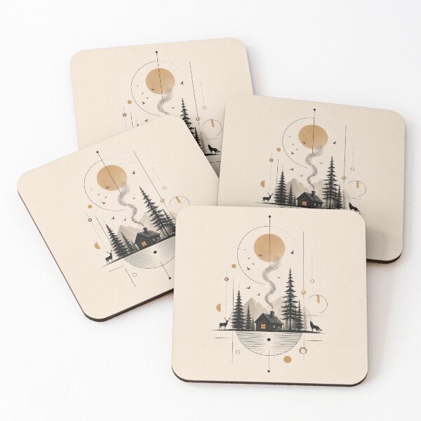 Item preview, Forest Cabin Wilderness Illustration designed and sold by VYBORA Studio.