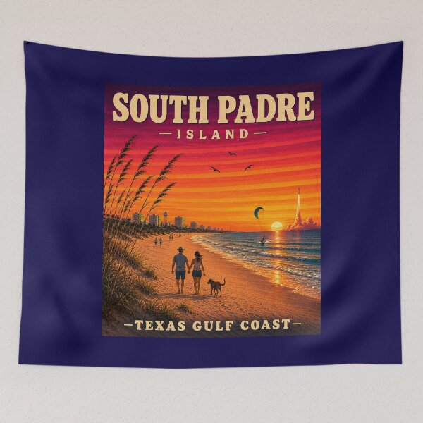 Item preview, South Padre Island Texas Gulf Coast Vintage Travel Poster designed and sold by Swanny's Custom T-shirt and Gift Designs.