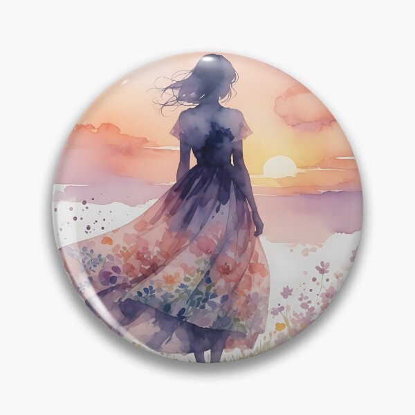 Item preview, Dreamy Sunset Garden – Woman in a Floral Dress designed and sold by HappyOops.