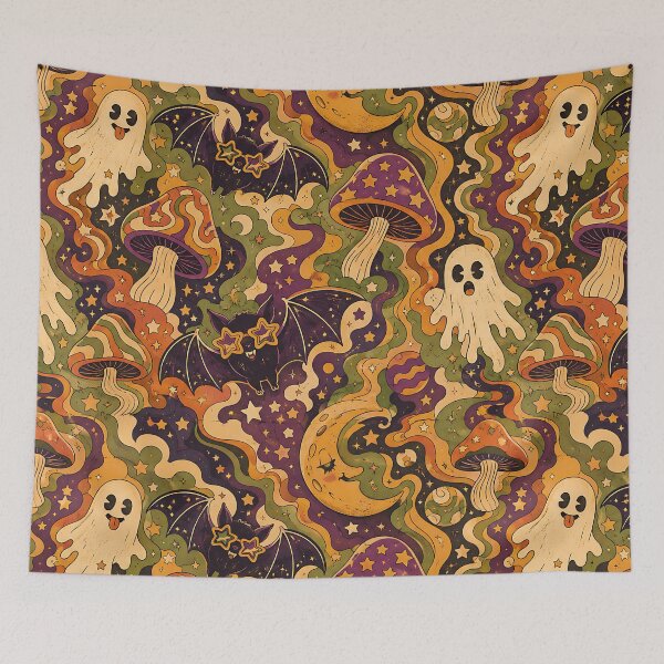 Item preview, Retro Groovy Space Ghost Cosmic Pattern designed and sold by Thai Vibe Studio.
