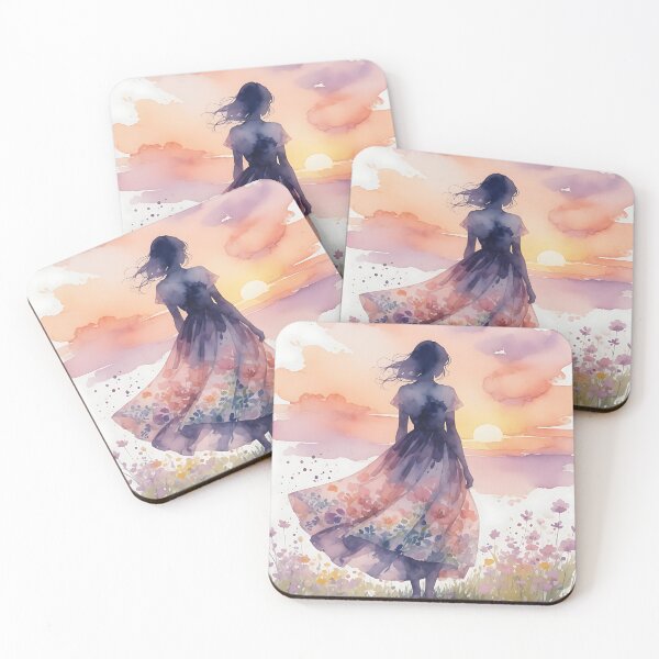 Item preview, Dreamy Sunset Garden – Woman in a Floral Dress designed and sold by HappyOops.