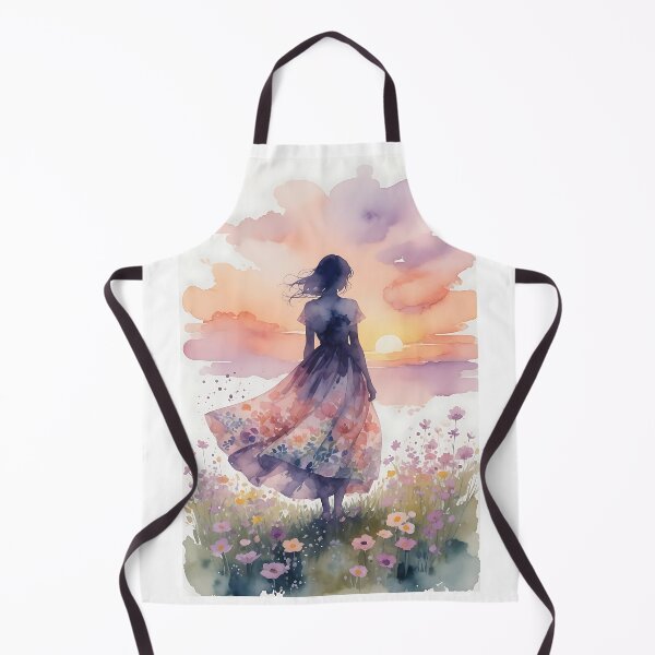 Item preview, Dreamy Sunset Garden – Woman in a Floral Dress designed and sold by HappyOops.