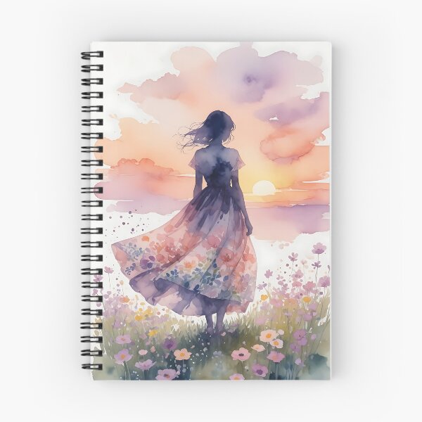 Item preview, Dreamy Sunset Garden – Woman in a Floral Dress designed and sold by HappyOops.