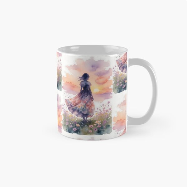 Item preview, Dreamy Sunset Garden – Woman in a Floral Dress designed and sold by HappyOops.