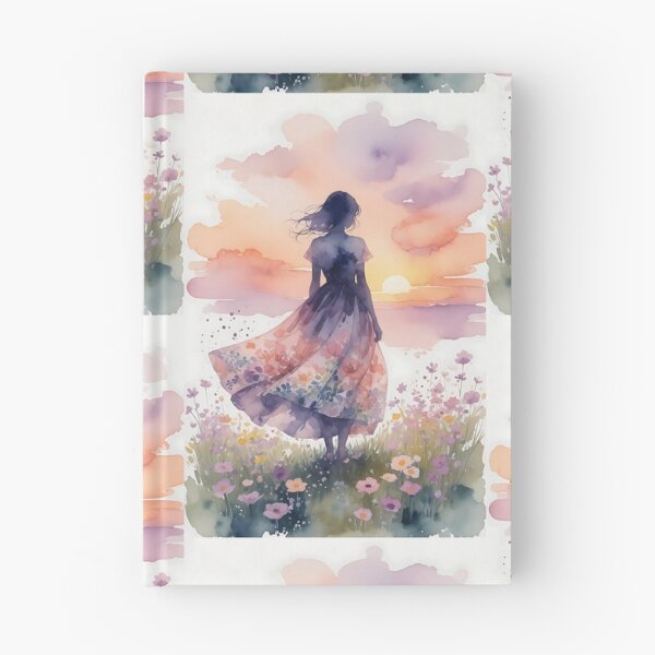 Item preview, Dreamy Sunset Garden – Woman in a Floral Dress designed and sold by HappyOops.