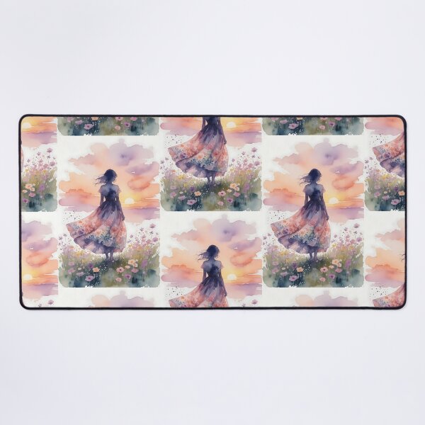 Item preview, Dreamy Sunset Garden – Woman in a Floral Dress designed and sold by HappyOops.