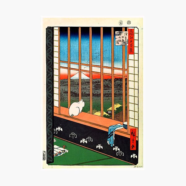Item preview, A Cat Sitting on the Window Seat, 19th century Ando Hiroshige designed and sold by Blue  Robin.