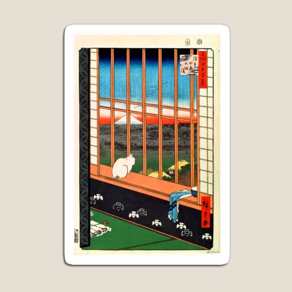 Item preview, A Cat Sitting on the Window Seat, 19th century Ando Hiroshige designed and sold by Blue  Robin.