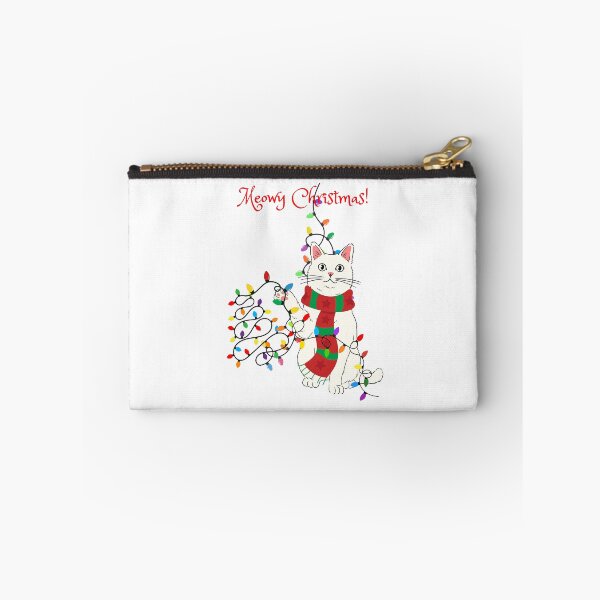 Item preview, Meowy Christmas White Cat with Christmas Lights designed and sold by MYCatStuff.
