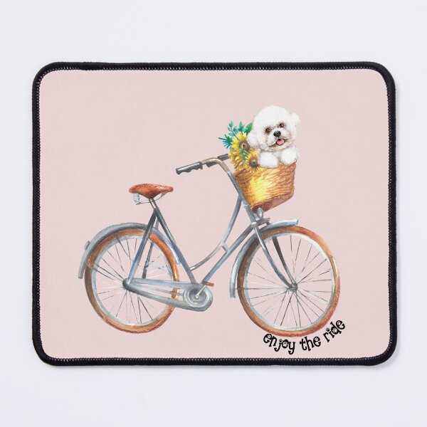 Item preview, Cute Bichon Puppy in Bicycle Basket Watercolor Art designed and sold by adriana-holmes.