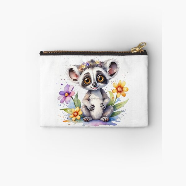 Item preview, Sweet Little Lemur in a Colorful Flower Garden Watercolor designed and sold by J-CCreations.