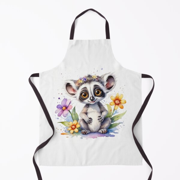 Item preview, Sweet Little Lemur in a Colorful Flower Garden Watercolor designed and sold by J-CCreations.