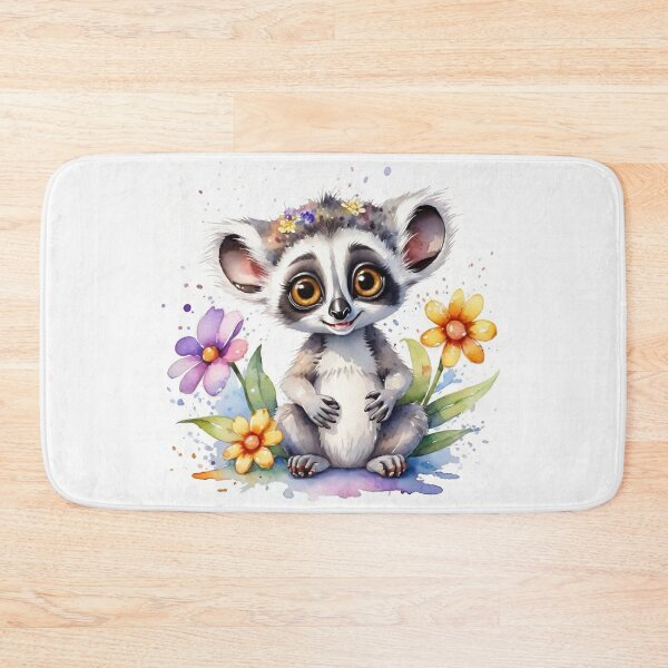 Item preview, Sweet Little Lemur in a Colorful Flower Garden Watercolor designed and sold by J-CCreations.