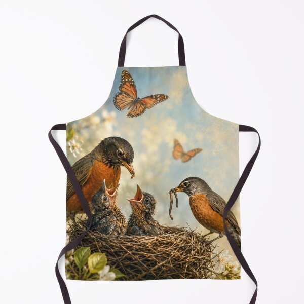 Item preview, Robin Family in Spring with Monarch Butterflies designed and sold by Kimberly Palmer.