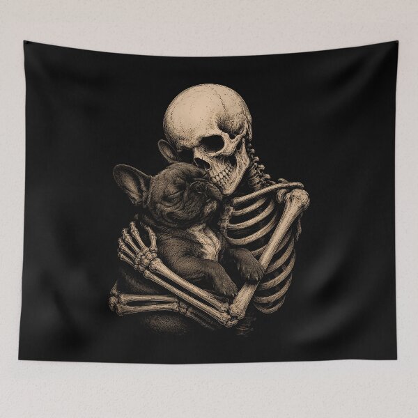 Item preview, Skeleton and French Bulldog Embrace Design Halloween designed and sold by rafaeltto.