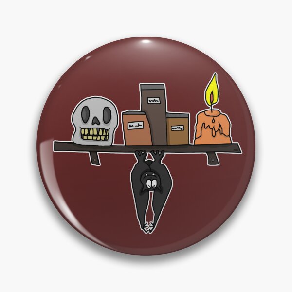 Item preview, Spooky Witch Shelf Sticker | Hanging Bat & Skull Cartoon designed and sold by MyxaART.