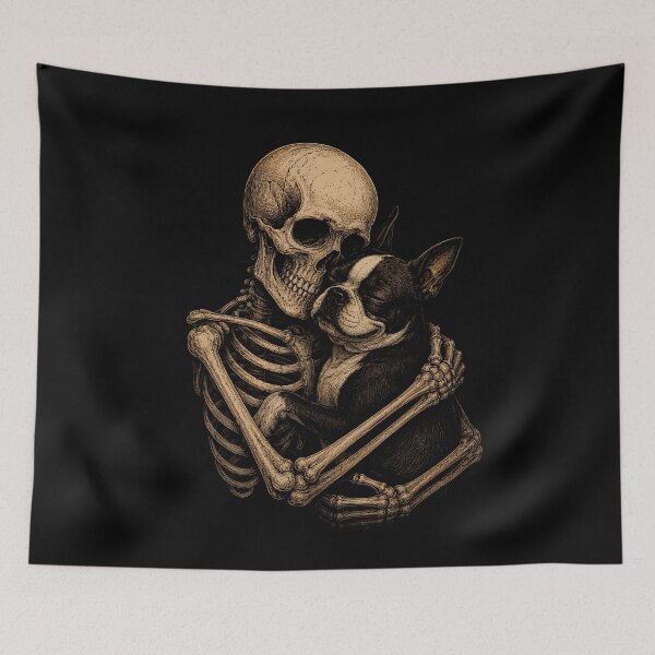 Item preview, Skeleton and Dog Embrace Art Design Halloween designed and sold by rafaeltto.
